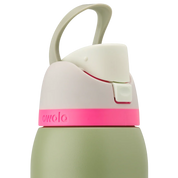 Owala freesip water bottle closed lid with carry handle neo sage - green bottle with pink lid