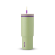 Owala green 710ml tumbler with a purple lid and straw