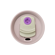 Owala green 710ml tumbler with a purple lid and straw top down shot