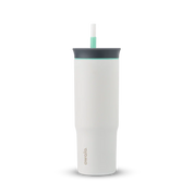 Owala White 710ml tumbler with a black lid and straw