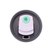 Owala White 710ml tumbler with a black lid and straw close up shot