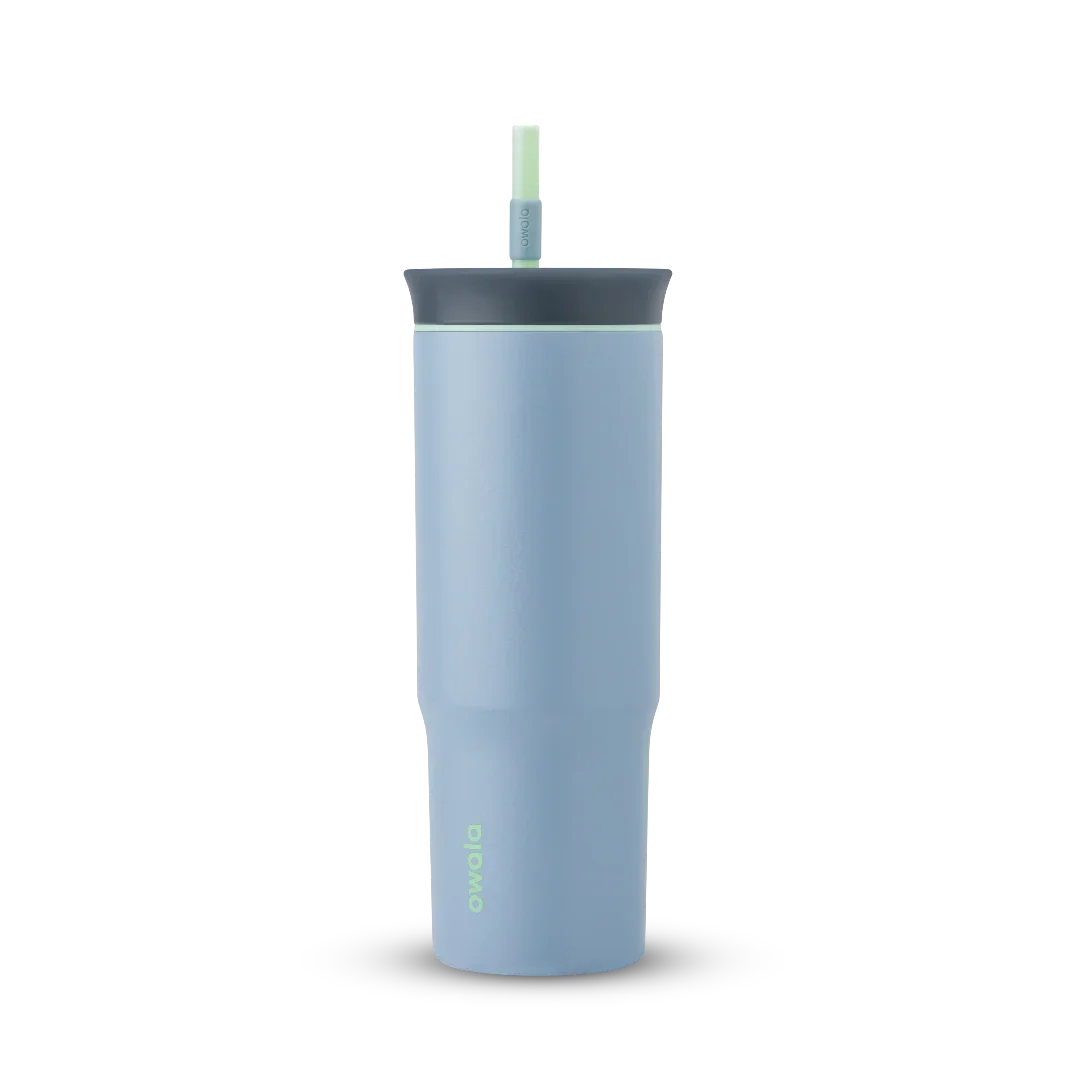 Owala tumbler with removable straw 710ml light blue base with dark lid
