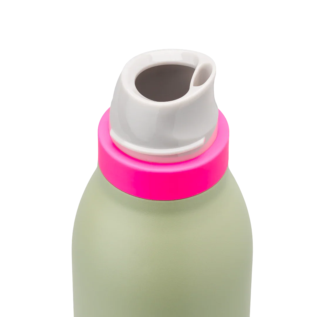 Owala green freesip twist bottle 535ml close up shot of freesip spout
