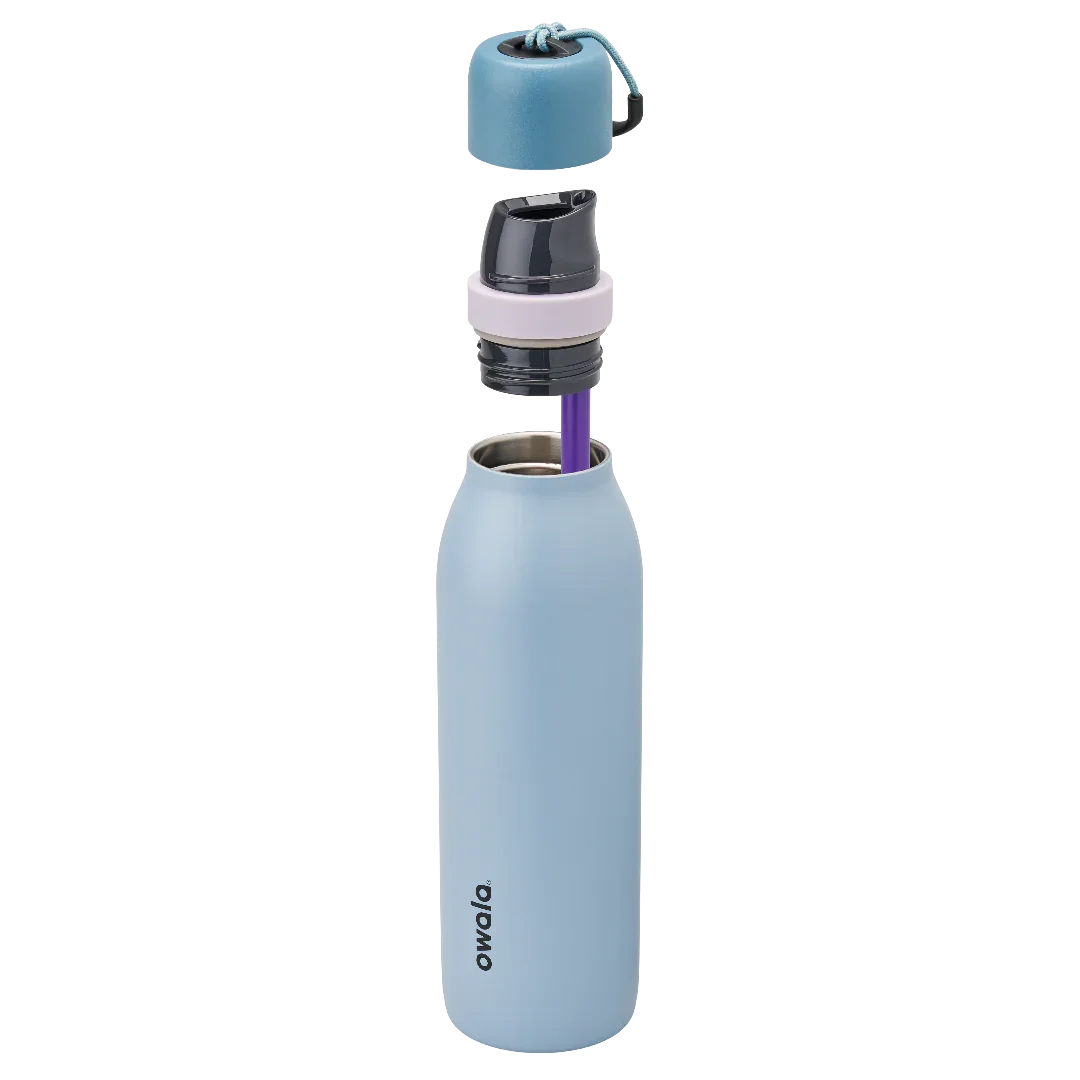 Owala blue freesip twist bottle 535ml with blue lid half off