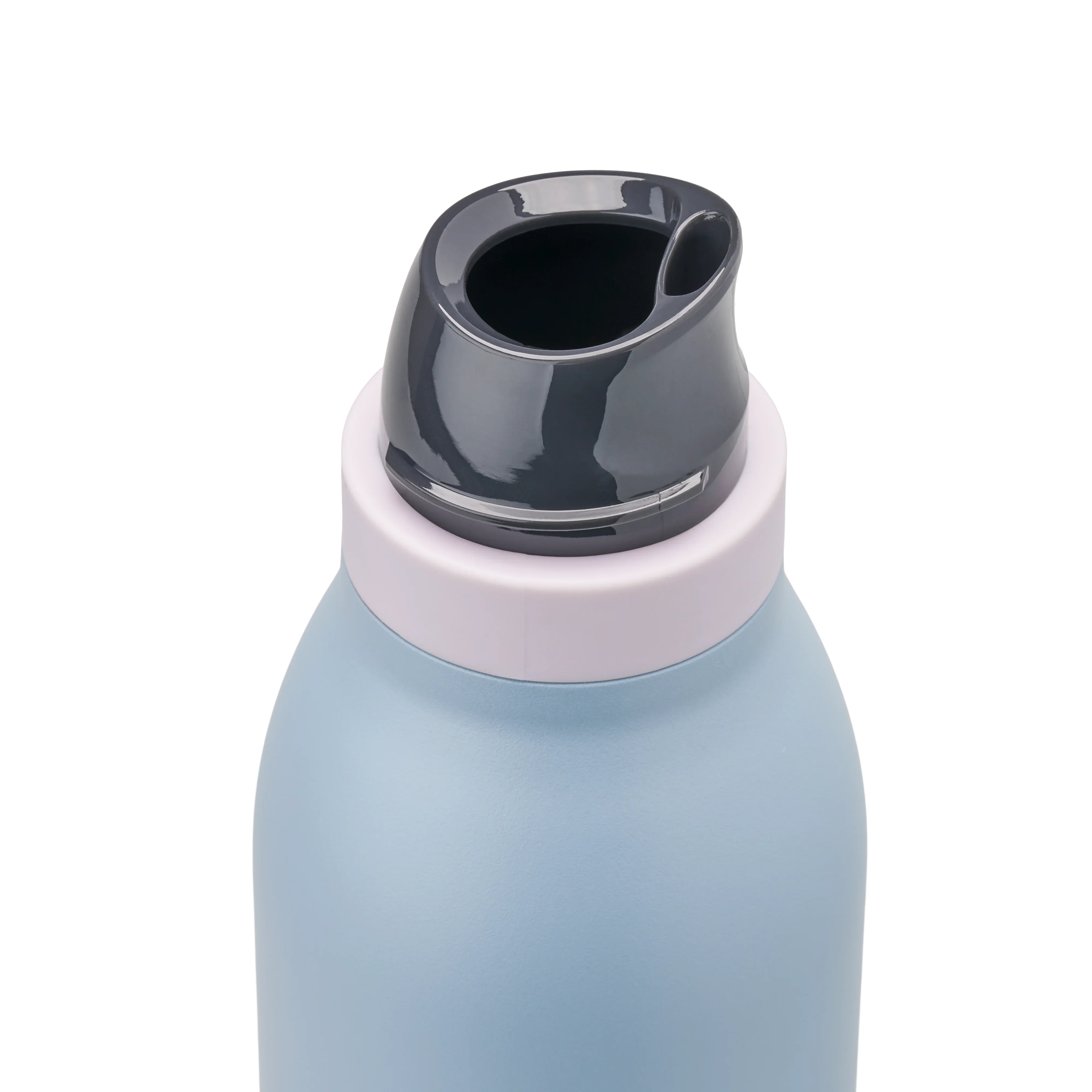 Owala blue freesip twist bottle 535ml close up shot of freesip spout