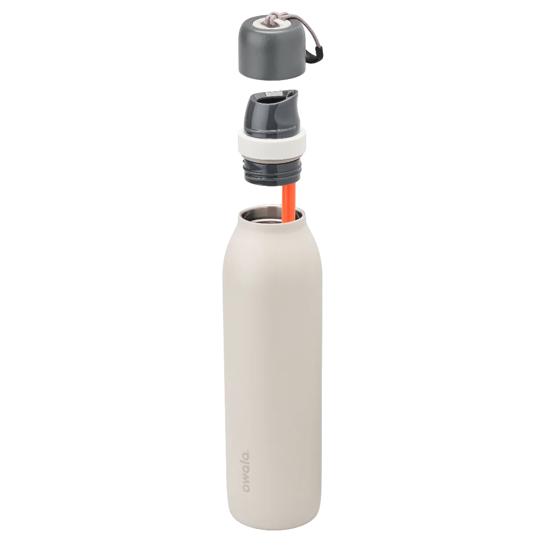 Owala beige freesip twist bottle 710ml with dark lid half off