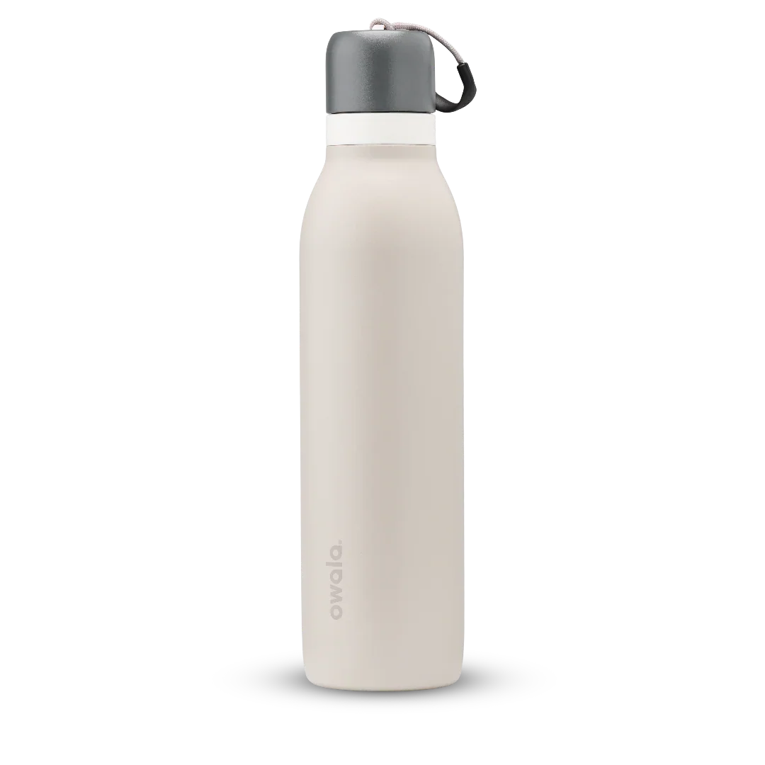 Owala beige freesip twist bottle 710ml with dark lid