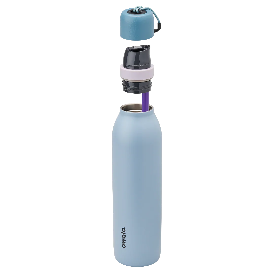 Owala blue freesip twist bottle 710ml with blue lid half off