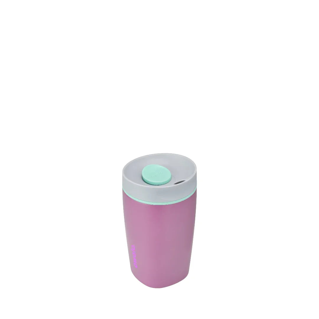 Owala smoothsip slider insulated stainless steel coffee cup 355ml purple base with light lid high view