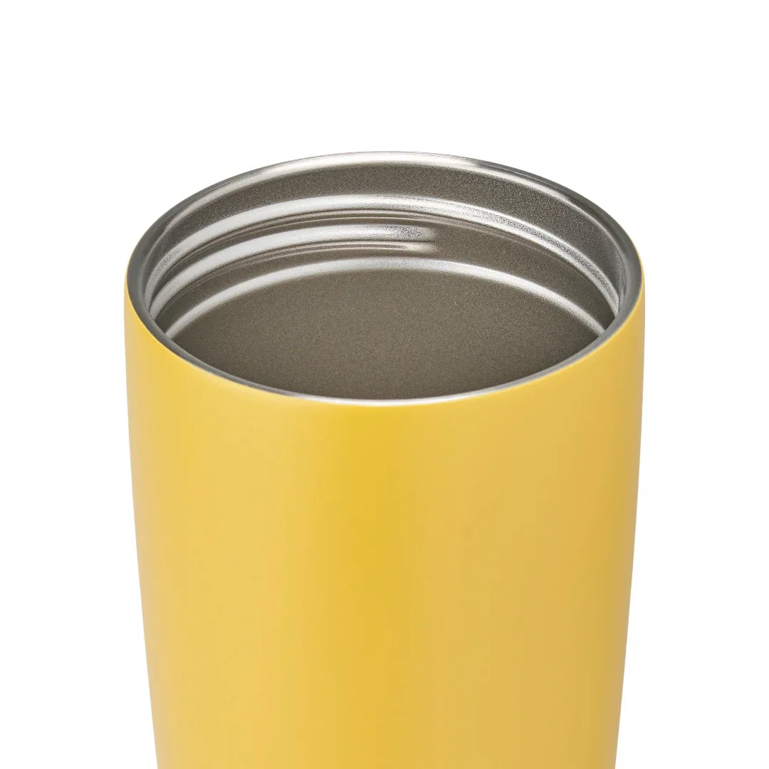 Owala smoothsip slider insulated stainless steel coffee cup 590ml yellow base without lid