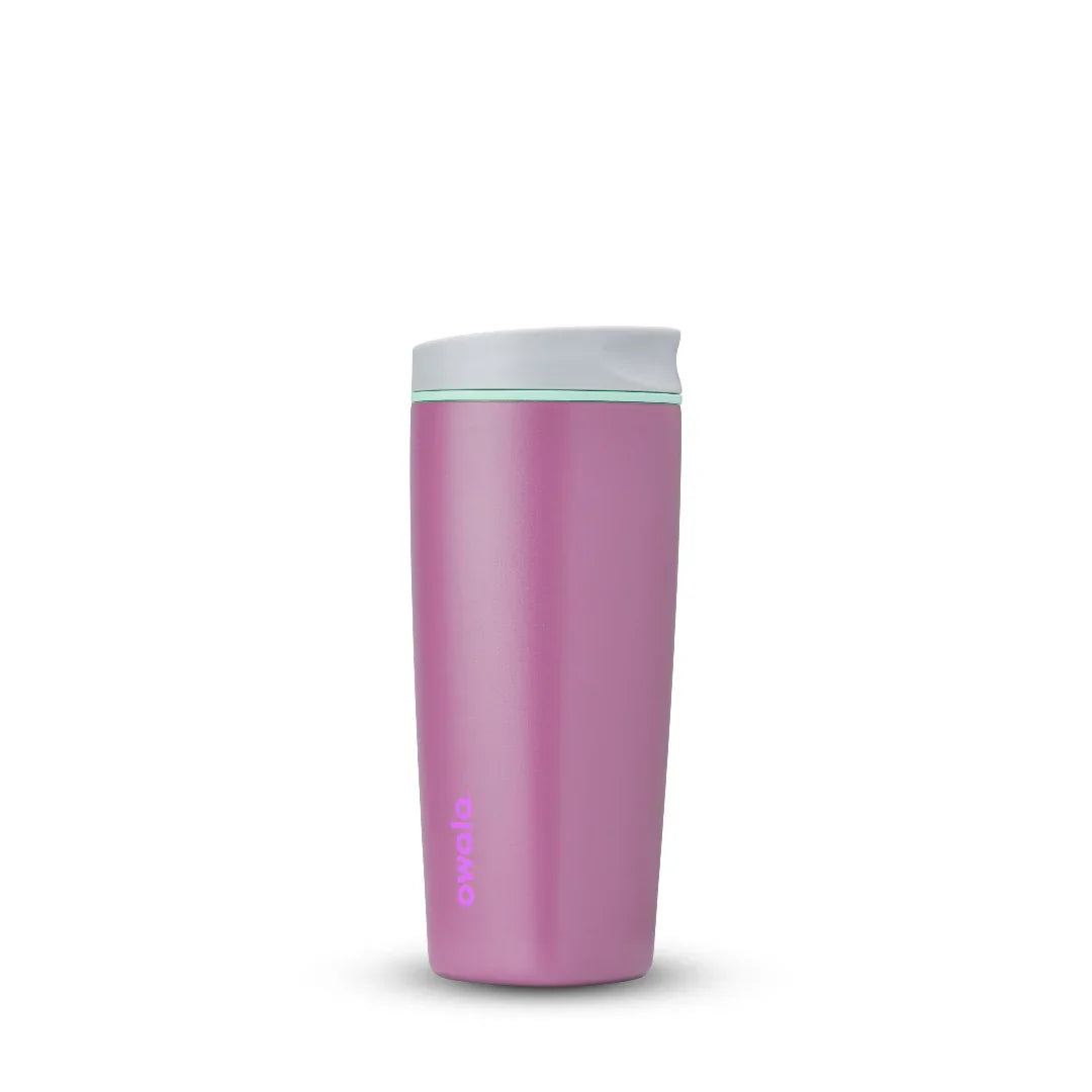 Owala smoothsip slider insulated stainless steel coffee cup 590ml purple base with light lid