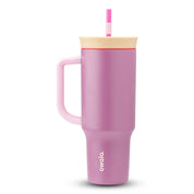 Owala stainless steel insulated tumbler with handle and straw 1185ml pink base with light lid