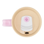 Owala stainless steel insulated tumbler with handle and straw 1185ml pink base with light lid top down view