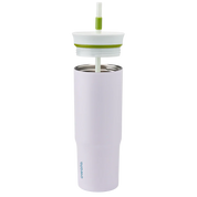 Owala 710ml white tumbler with a green lid and straw
