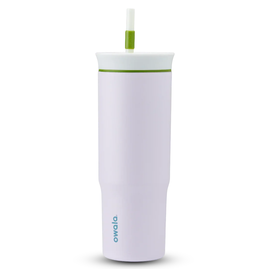 Owala light pink tumbler with removable straw 710ml white lid