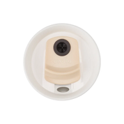 Owala beige 710ml tumbler with a white lid and straw top down shot