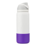 Owala purple silicone bottle boot on white freesip bottle