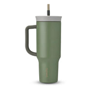 Owala stainless steel insulated tumbler with handle and straw 1185ml dark green base with light lid