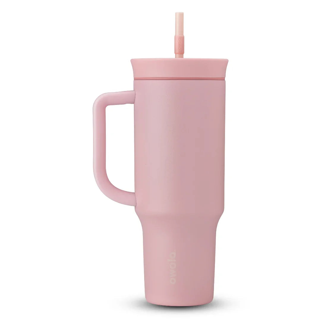 Owala stainless steel insulated tumbler with handle and straw 1185ml blush pink base with blush pink lid