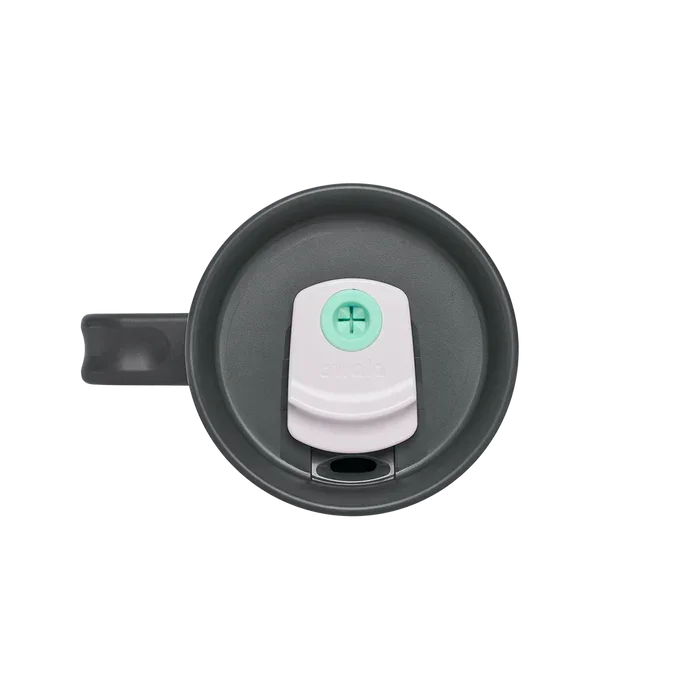 Owala stainless steel insulated tumbler with handle and straw 1185ml light base with dark lid top down view