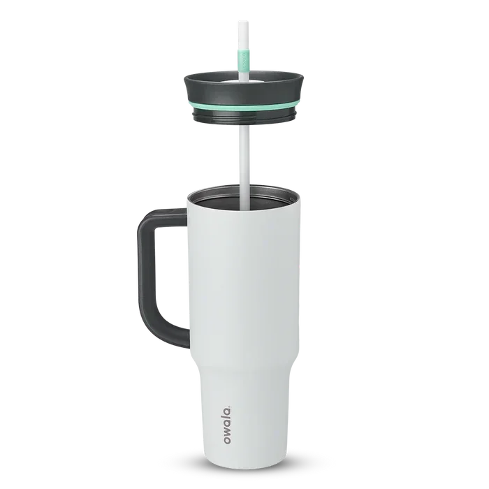 Owala stainless steel insulated tumbler with handle and straw 1185ml light base with dark lid half off