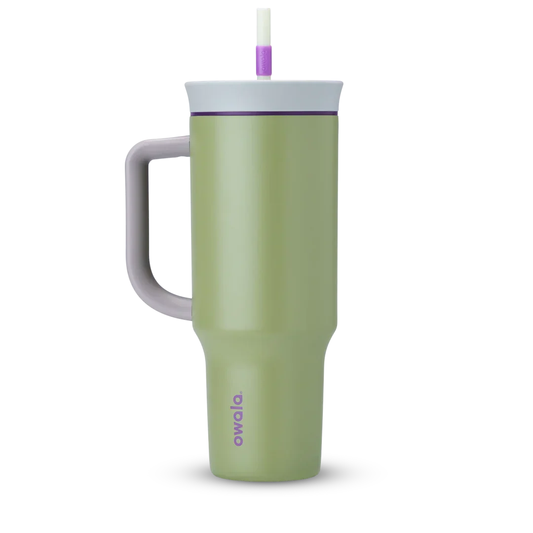 Owala stainless steel insulated tumbler with handle and straw 1185ml green base with light lid