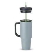 Owala stainless steel insulated tumbler with handle and straw 1185ml light blue base with dark lid half off