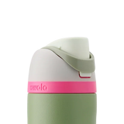 Owala freesip water bottle closed lid  neo sage - green bottle with pink lid