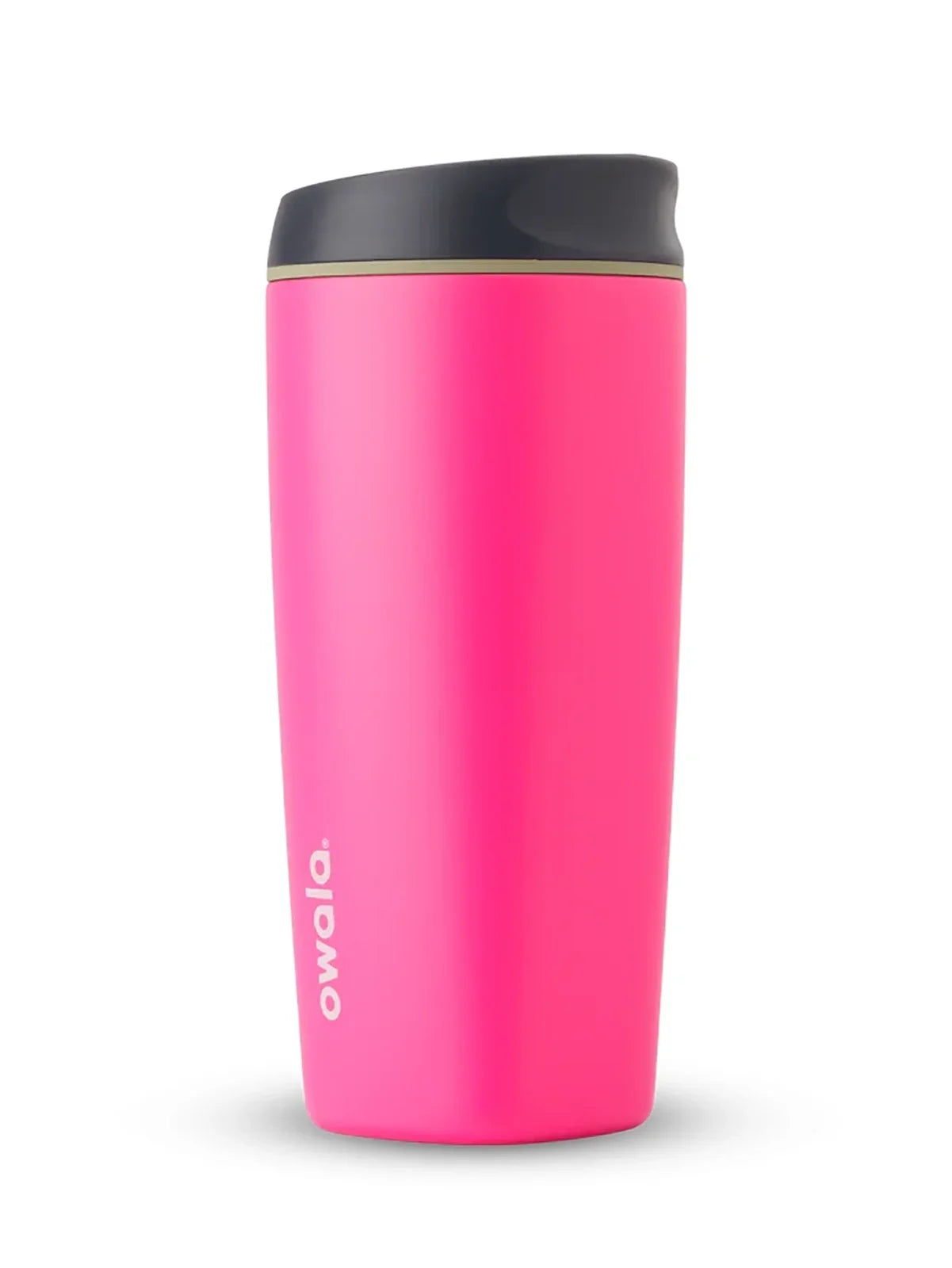 Owala smoothsip insulated stainless steel coffee cup pink base with dark lid