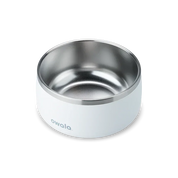 Owala stainless steel white pet bowl top down view