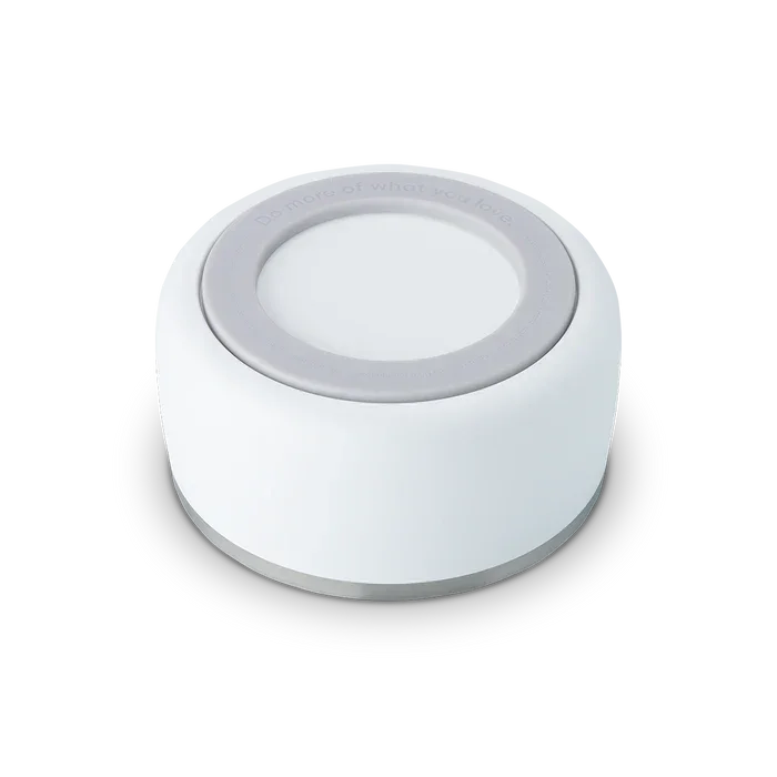 Owala stainless steel white pet bowl bottom view with non slip base