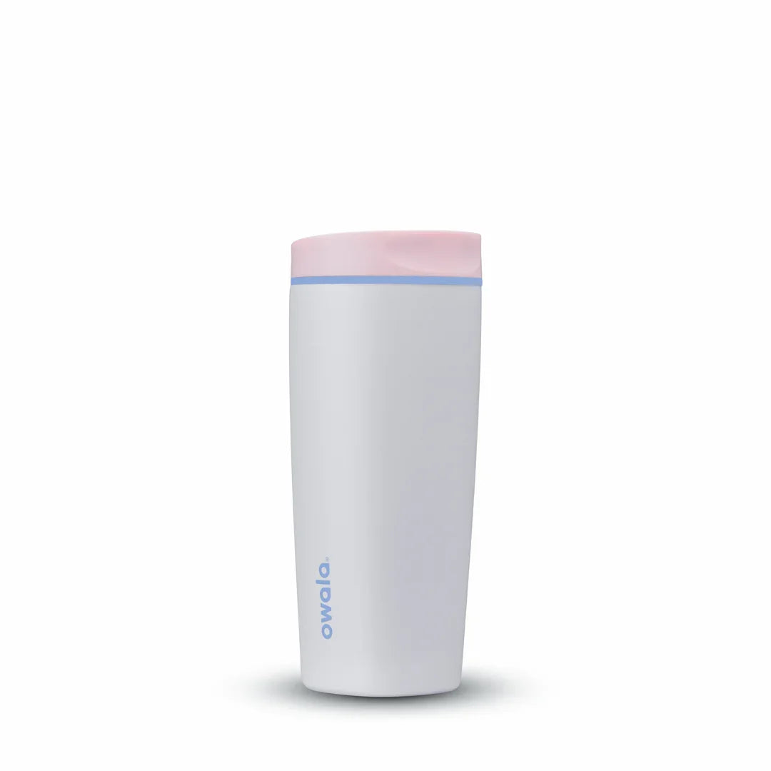 Owala smoothsip slider insulated stainless steel coffee cup 590ml blush pink base with light pink lid