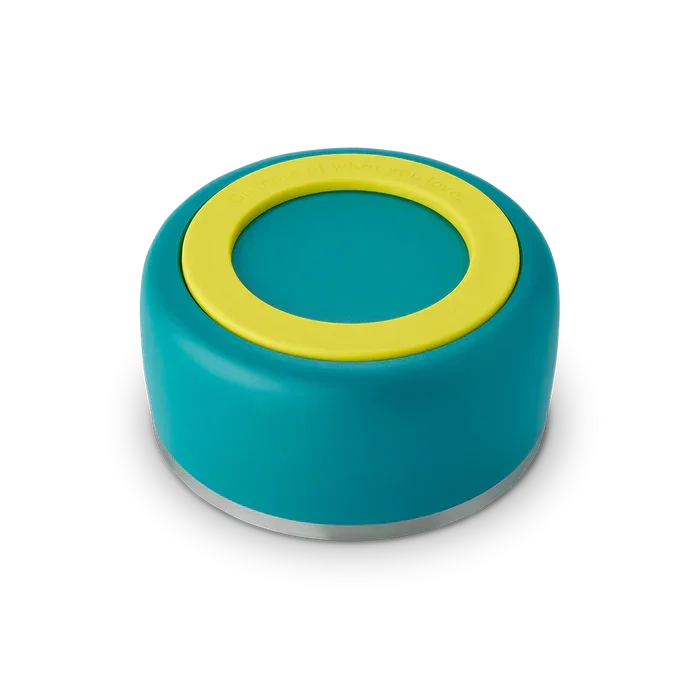 Owala stainless steel blue green pet bowl bottom view with non slip base