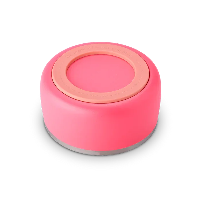 Owala stainless steel pink pet bowl bottom view with non slip base