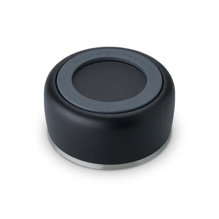 Owala stainless steel black pet bowl bottom view with non slip base