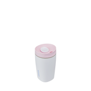 Owala smoothsip slider insulated stainless steel coffee cup 355ml blush pink base with light pink lid high view 