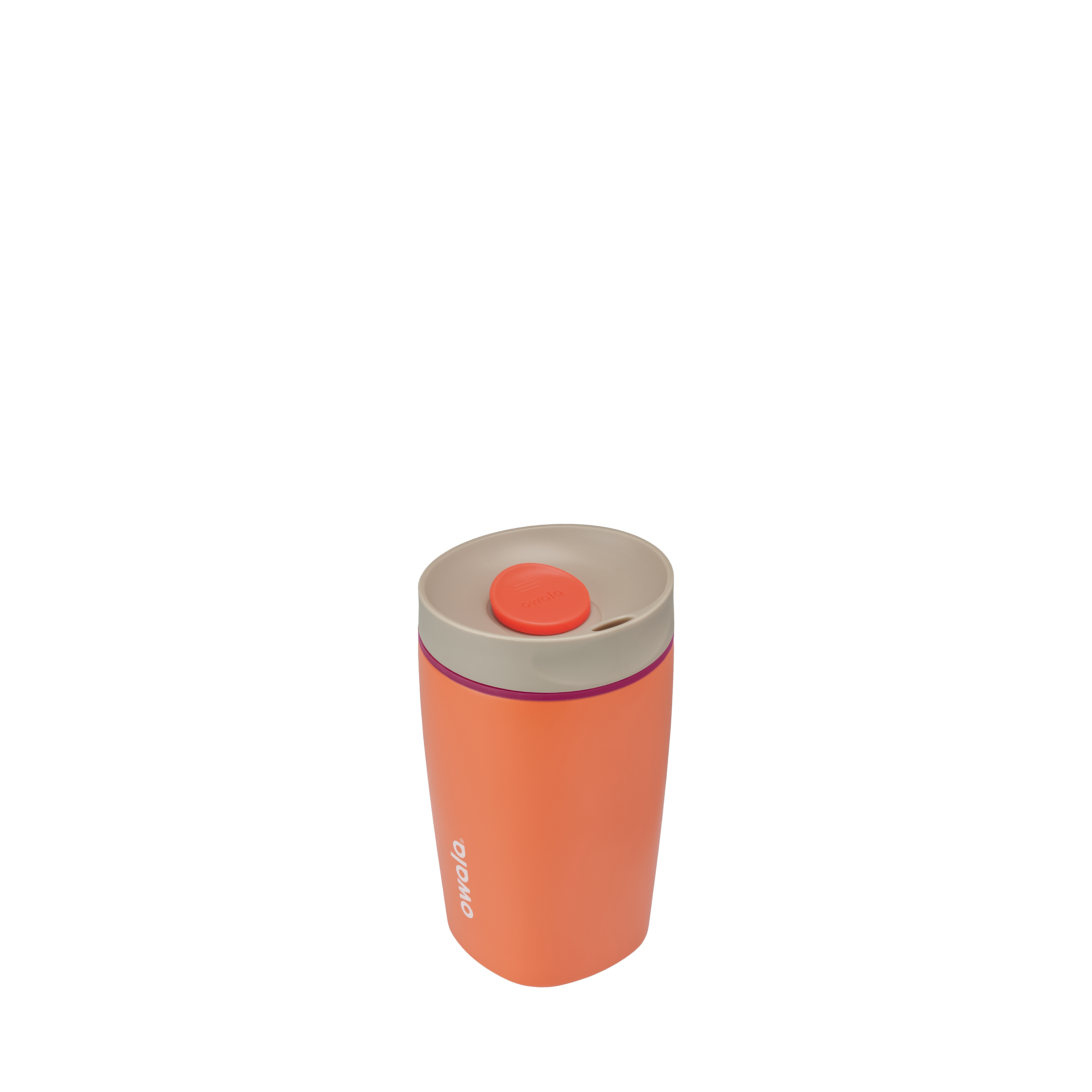 Owala smoothsip slider insulated stainless steel coffee cup 355ml orange  base with light lid high view