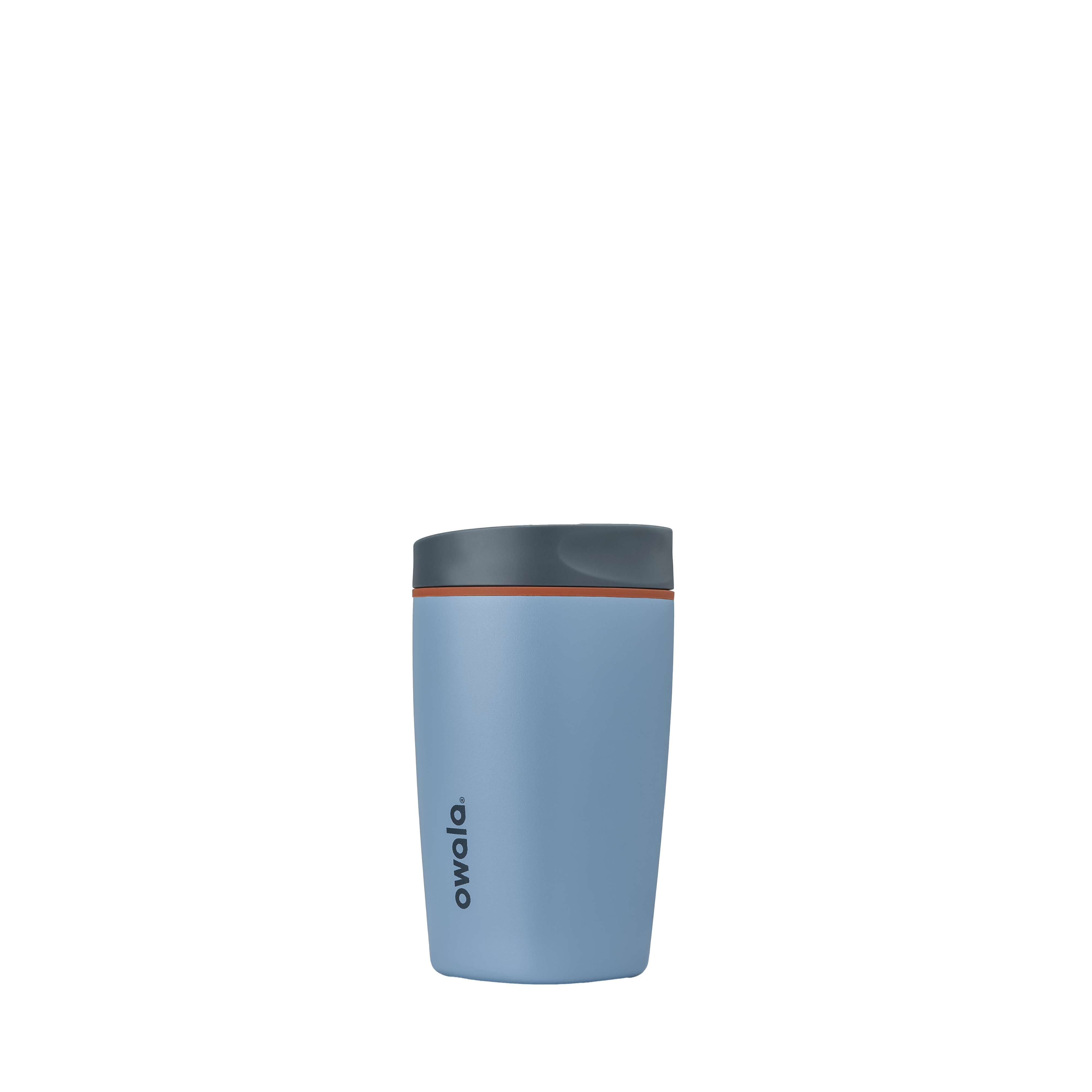 Owala smoothsip slider insulated stainless steel coffee cup 355ml light blue base with dark lid