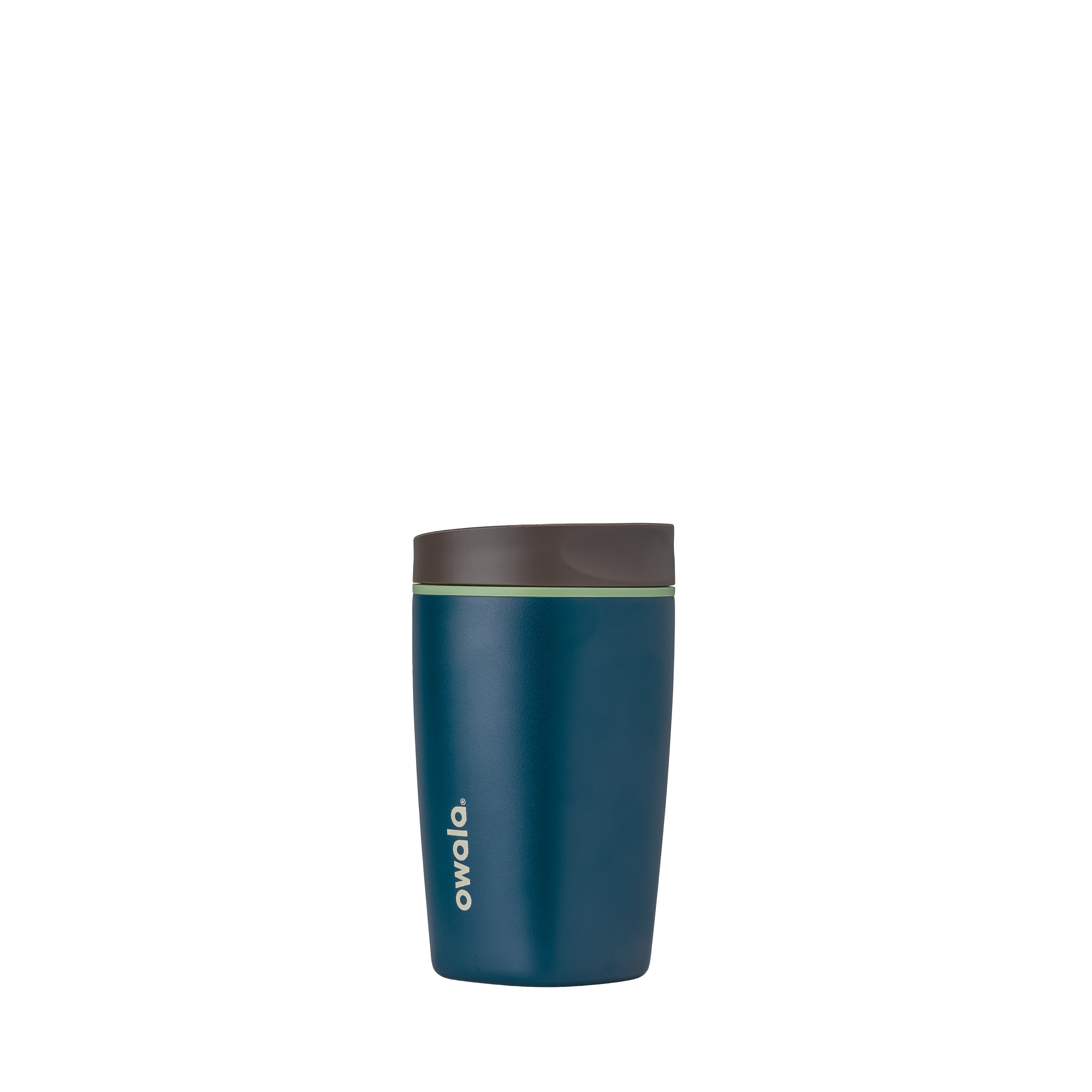 Owala smoothsip slider insulated stainless steel coffee cup 355ml blue base with dark lid