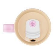 Owala stainless steel insulated tumbler with handle and straw 1185ml pink base with light lid top down view