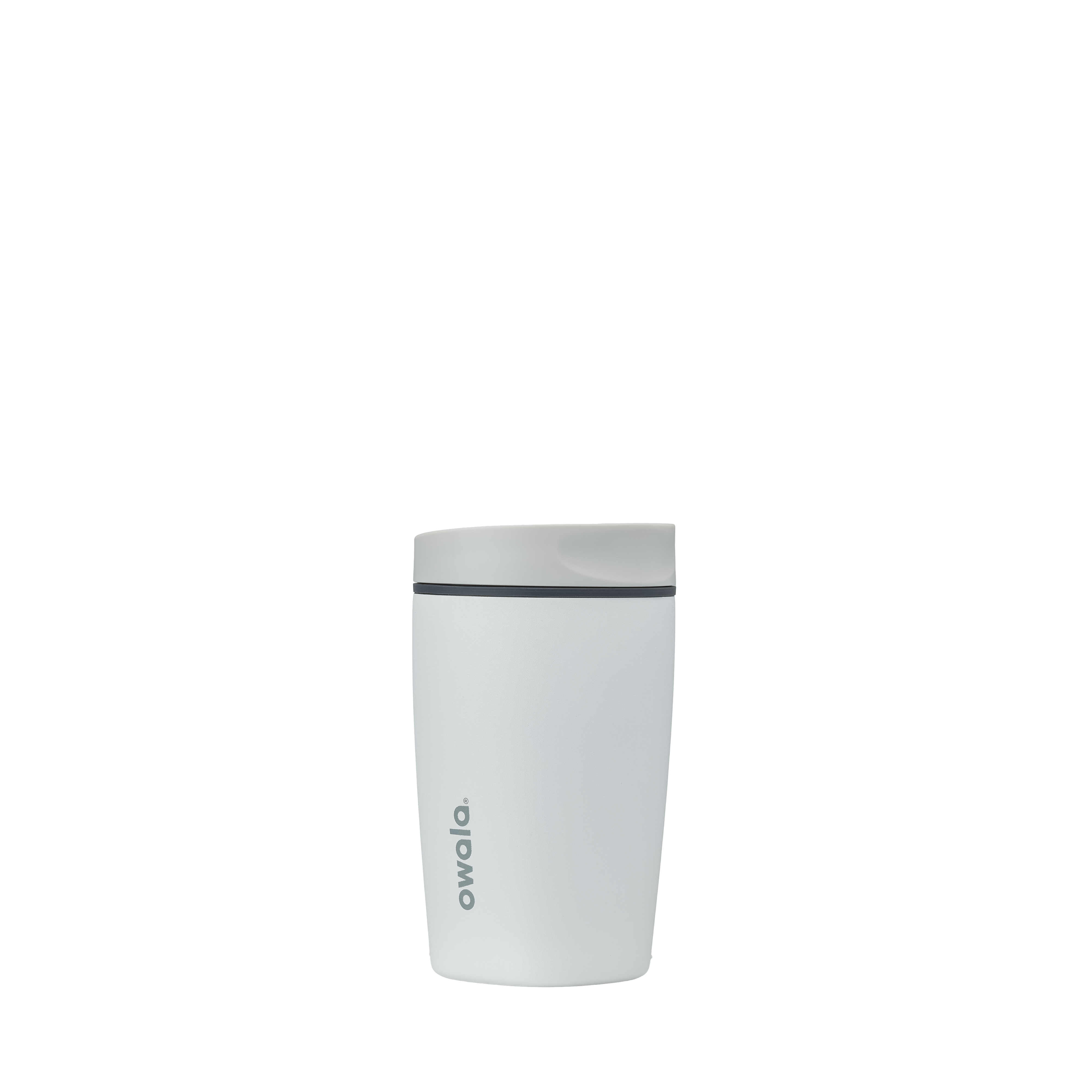 Owala smoothsip slider insulated stainless steel coffee cup 355ml white base with white lid