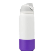 Owala purple silicone bottle boot on white freesip bottle