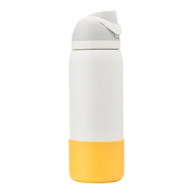 Owala yellow silicone bottle boot on white freesip bottle