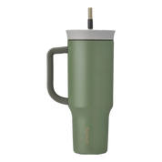 Owala stainless steel insulated tumbler with handle and straw 1185ml dark green base with light lid