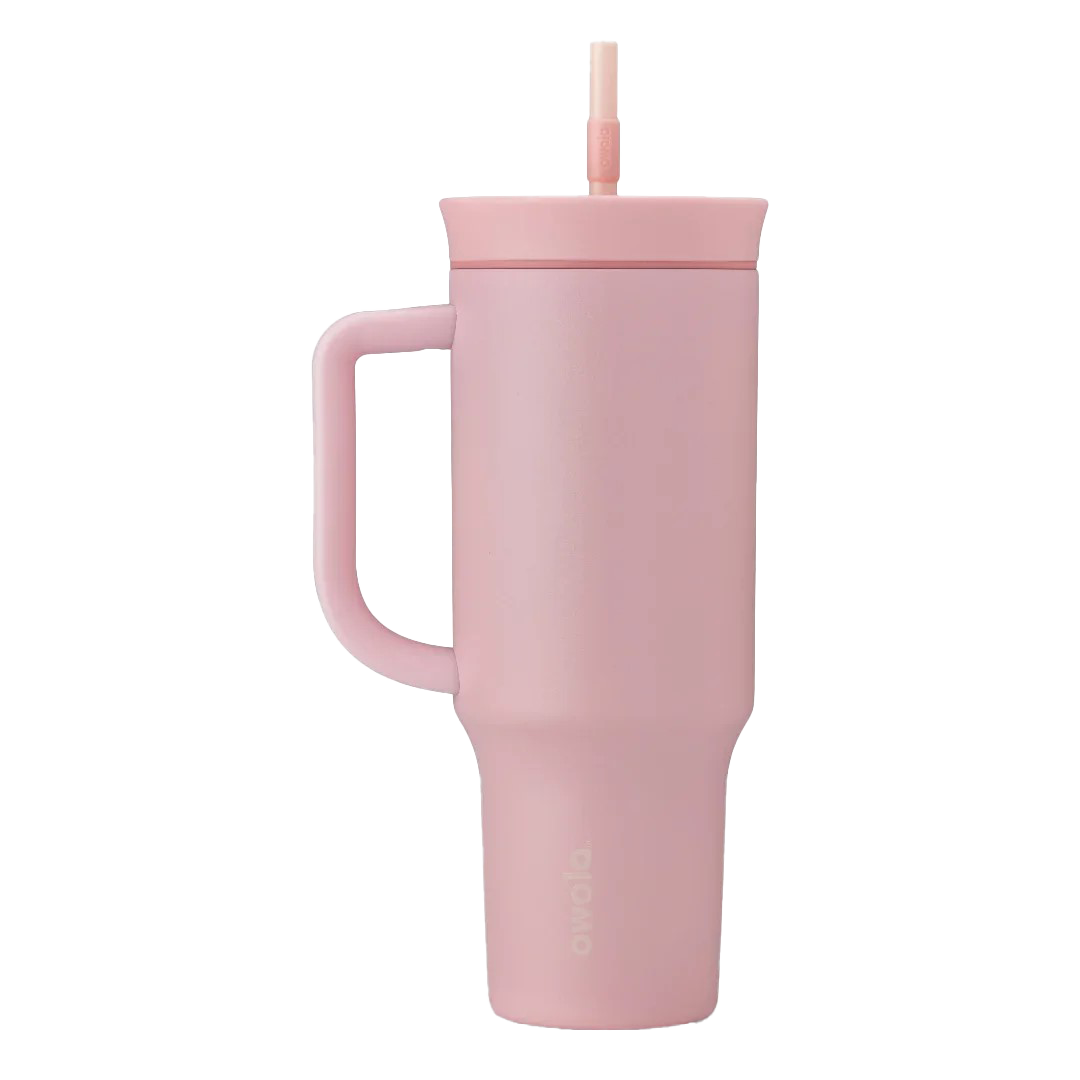 Owala stainless steel insulated tumbler with handle and straw 1185ml blush pink base with blush pink lid
