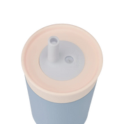 Owala kids stainless steel tumbler with silicone straw 355ml light blue base with light lid top down view