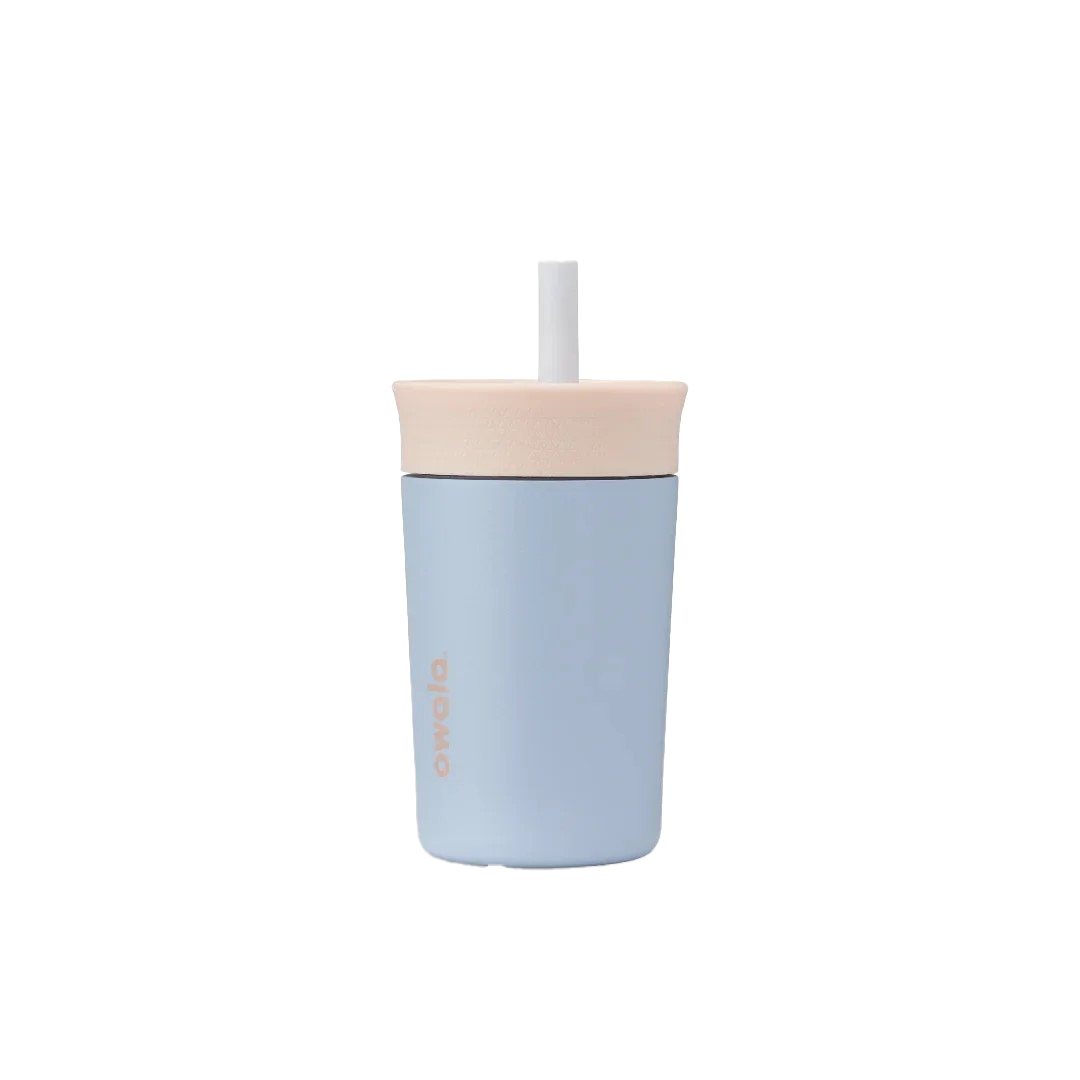 Owala kids stainless steel tumbler with silicone straw 355ml light blue base with light lid