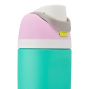 Owala kids freesip insulated water bottle 475ml bluey/green base light lid very close up shot